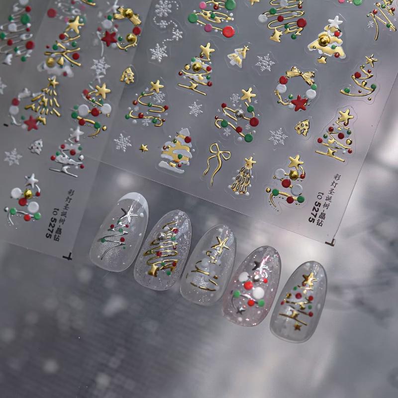 Nail Art Xmas Stickers - Autocollants 3D pour ongles de Noël,