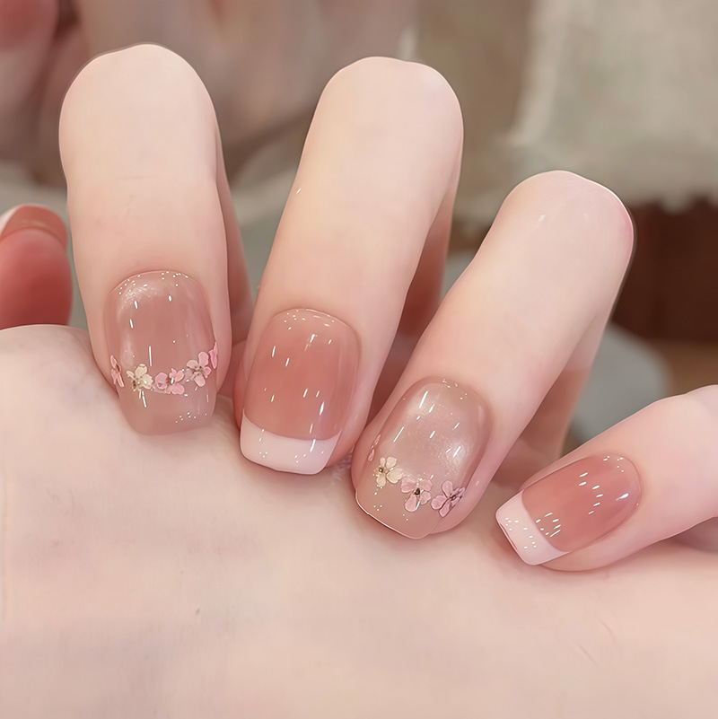 Nail Art Ombre Pink - 24 faux ongles courts carrés rose